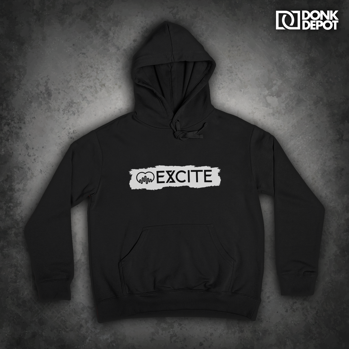 Excite Black unisex Hoodie (White Logo)