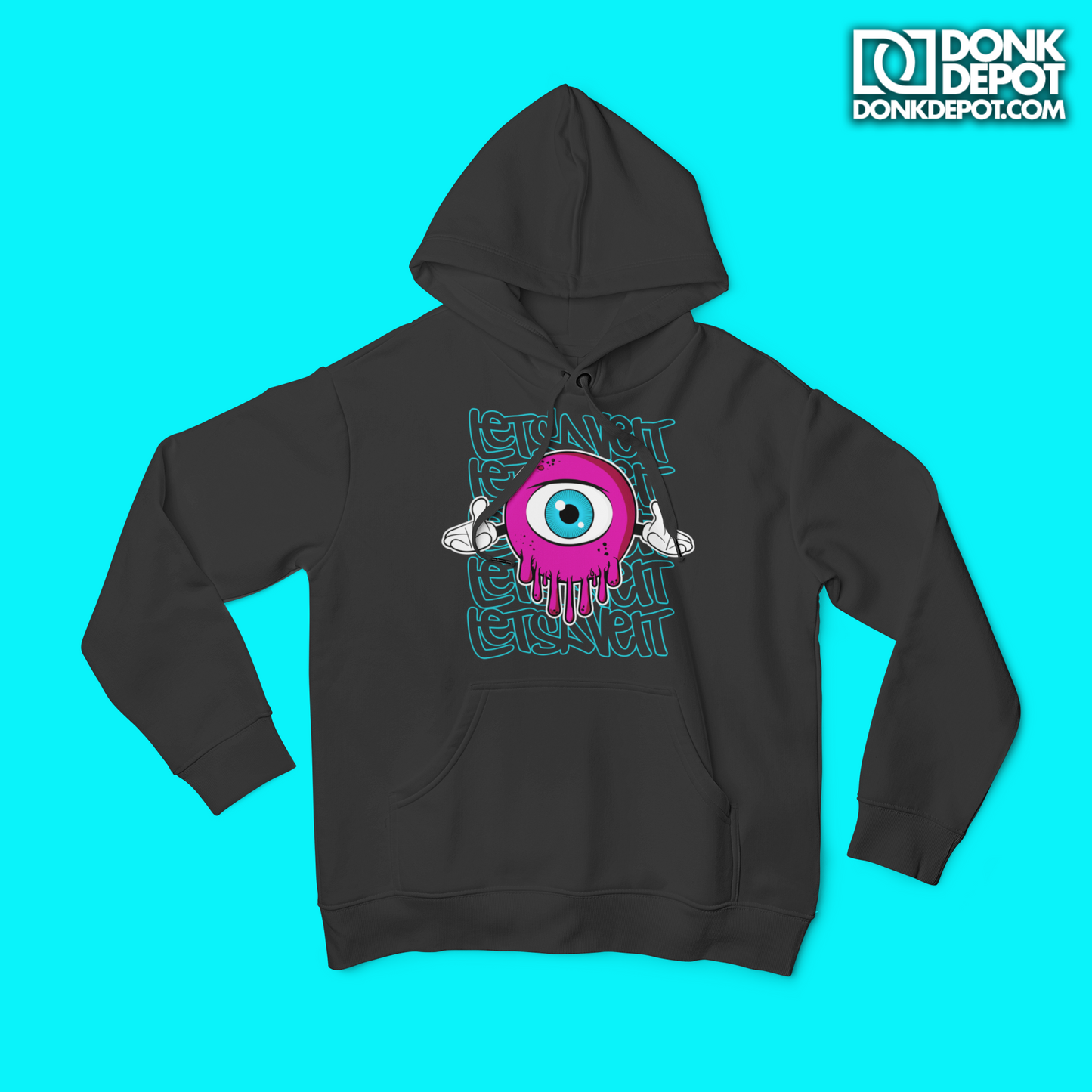 Lets Ave It Eye Ball Front Logo Unisex Hoodie (Black)